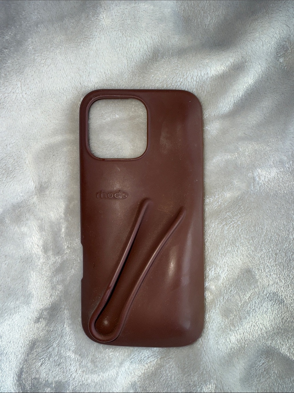 RHODE Brown Silicone iPhone Case with Built-In lip gloss holder